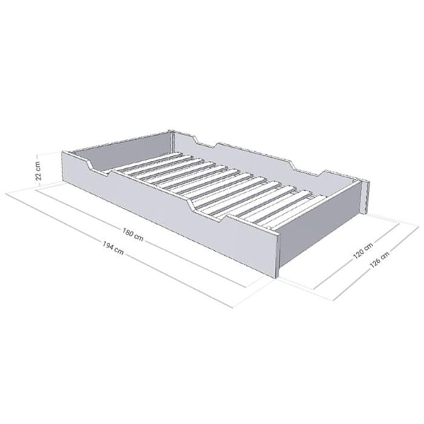 Rullande förvaringslåda eller säng - lackat trä för säng 120 x 200 cm Beige