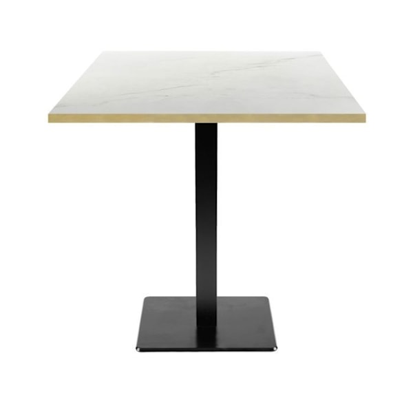 Bord 70 x 70 cm - Milan model Paros marmor med messingkanter Vit