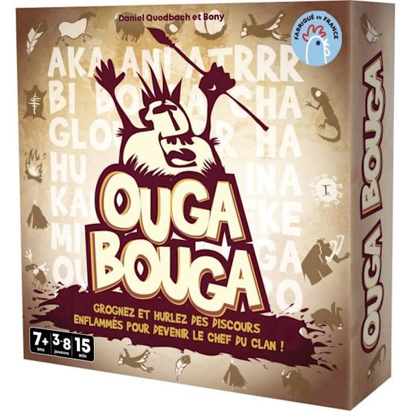 Ouga Bouga - Asmodee - Bliv klanens leder - Fra 7 år - Lavet i Frankrig Beige, svart och brun