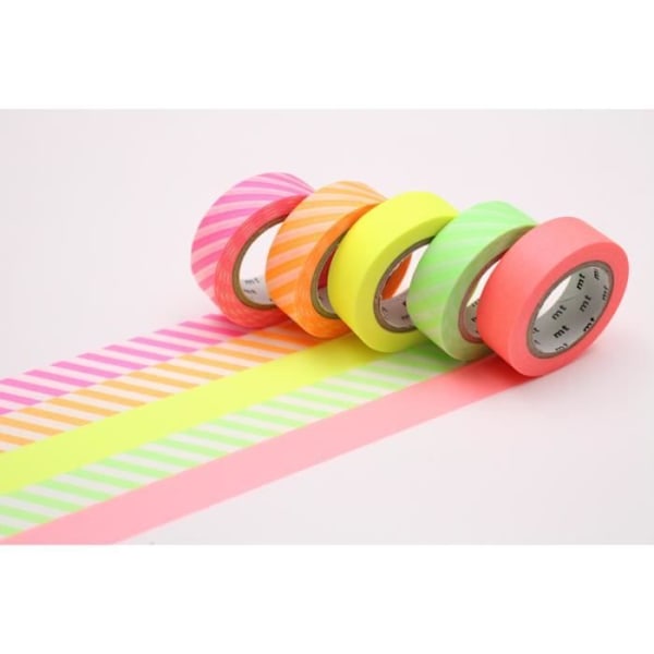 Maskeringstejp - MT - Sortiment 5 delar - 1,5 cm - Neonfärger - Blandet Neon