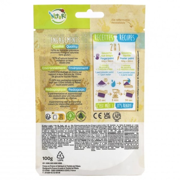 Sachet Gouache pulver 100g Svart Svart