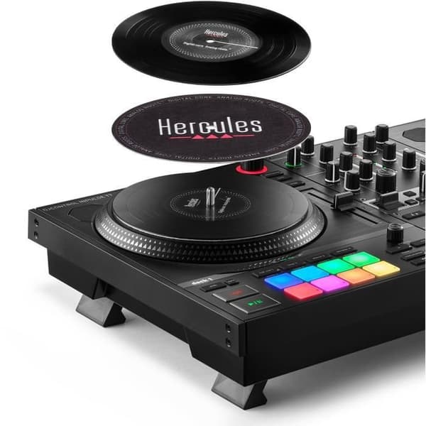 HERCULES DJCONTROL INPULSE T7 - Sort motoriseret DJ-controller med to dæk