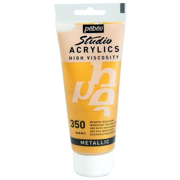 Akrylmaling - Pébéo - Studio - Rigt iriserende guld - 100 ml - Blank Rik iriserande guld