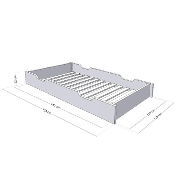 Sengskuffe med hjul - grå til seng 120 x 160 cm Grå