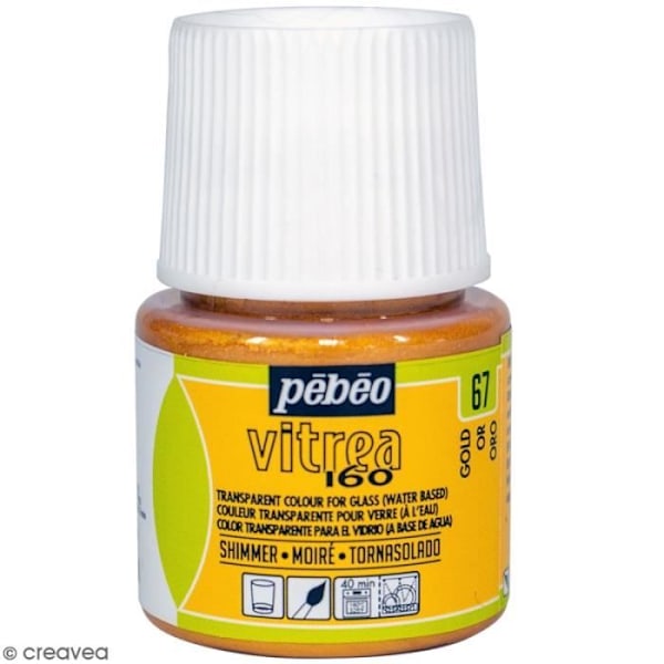Glasfärg - PEBEO - V160 - Moiré-effekt - 45 ml - Guld färg gyllene