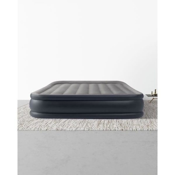 Ilmapatja - INTEX - 2 Henkilölle - 150 x 200 cm - Ultra Plush - Fiber Tech Luxe Färg: Ljusgrå / Mörkgrå kant
