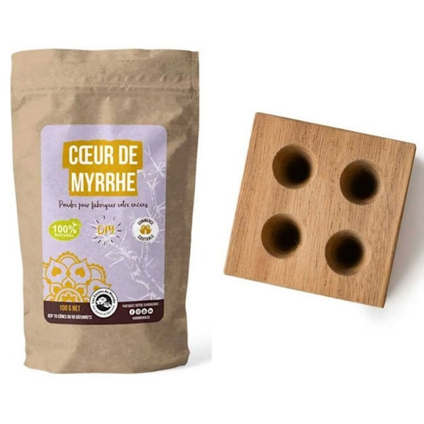 DIY røgelse - Træform til 4 kogler + Heart of Myrra Powder kastanj