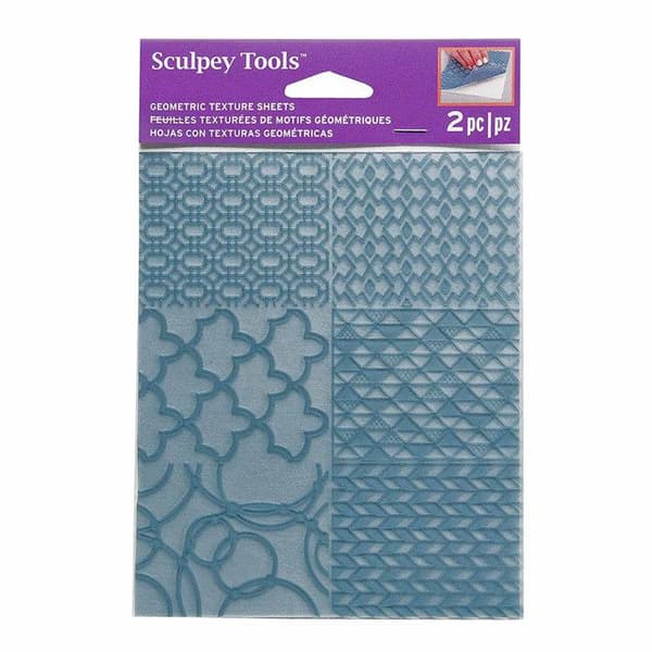 2 Sculpey tekstuurilehteä - Geometrinen Blå