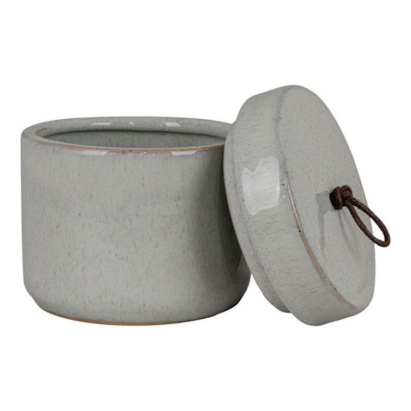 Harmaa pyöreä keraaminen ruukku kannella Ø 10,5 x 10 cm Grå