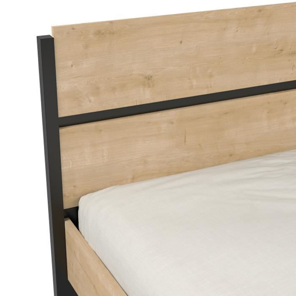 CRAFT voksensengesæt 140x190/200 cm - 2 sengeborde + garderobe - Melamin - Hamilton eg indretning - Fransk fremstilling - DEMEYERE Hamilton ek