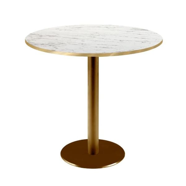 Bistrobord - Rom - Ø70 cm - Vit - Ben i thermolackerad gjutjärn Vit
