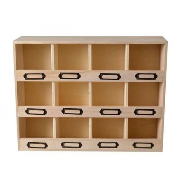 2 træopbevaringskasser 12 pladser beige