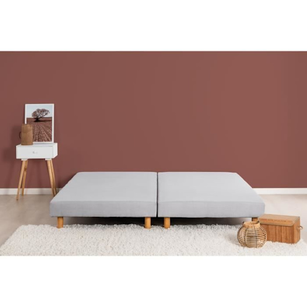 DEKO DREAM Rakenne Säleverhoillut sängyn pohjat 2x80x200 - Harmaa massiivipuu + jalat