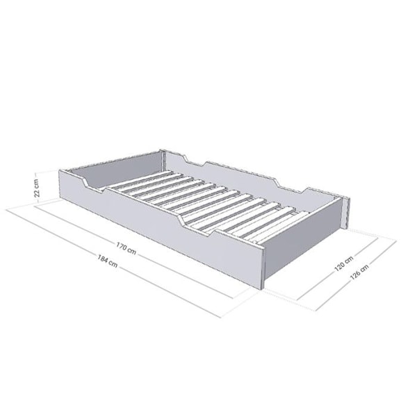 Sengeskuffe 120 x 190 med BUDDY sengebund - murstensrød Röd