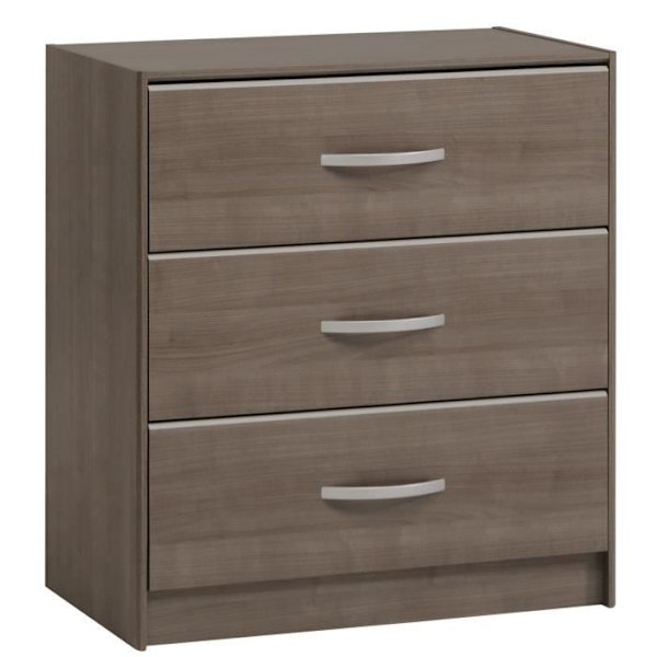 PARISOT Komplett sovrum för vuxna - Modernt - Silvervalnötsdekor - B 140 x B 190 cm - YSA Silver valnöt dekor
