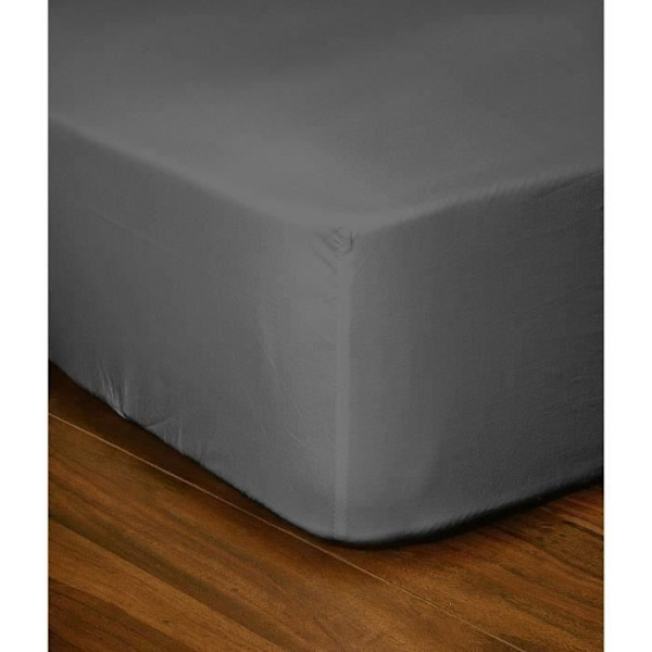 KÆRLIGHED HJEM Fittet ark 100% bomuld 90x190x30 cm mørkegrå Mörkgrå
