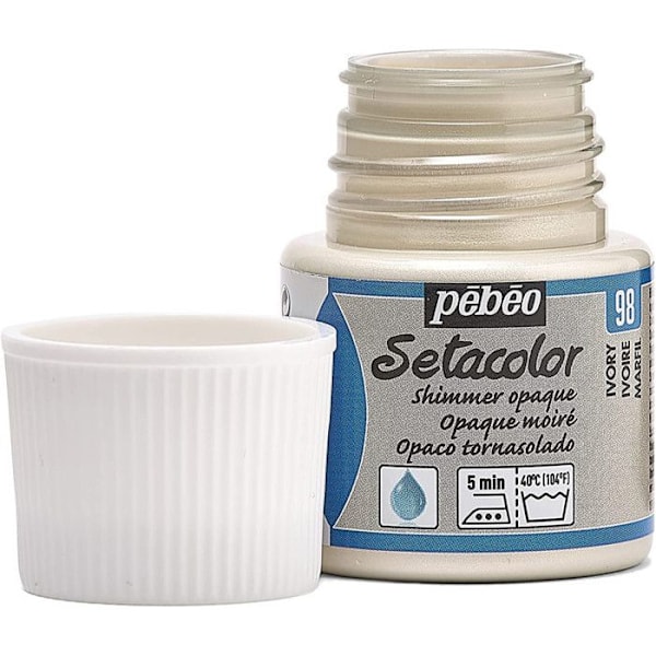 Tekstilmaling - Pébéo - Setacolor uigennemsigtig moiré - Elfenben N°98 - 45ml - Lyse, dækkende farver Elfenben N°98