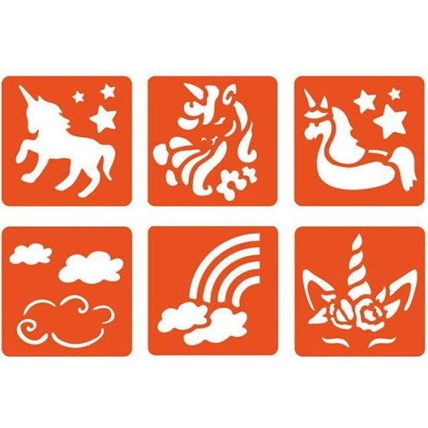 Unicorn stencils - Made in France - Sæt med 6 mini stencils - Male tilbehør