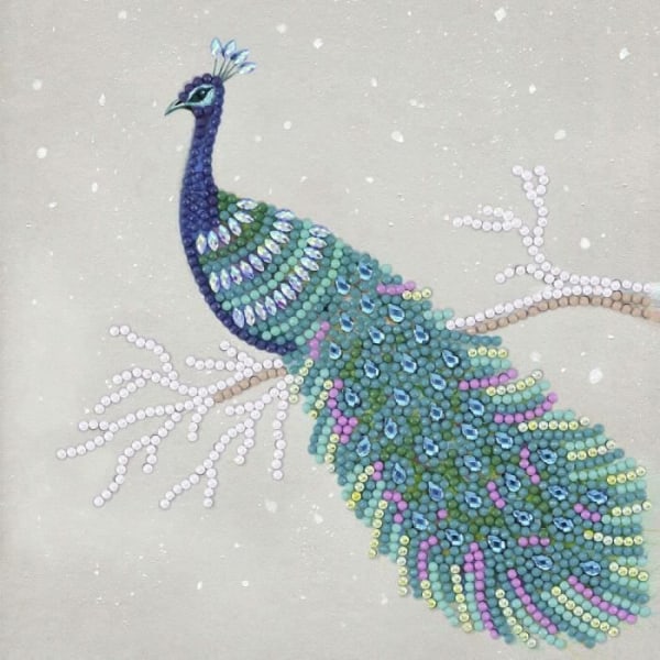 Crystal Art diamantkort - Peacock - 18 x 18 cm