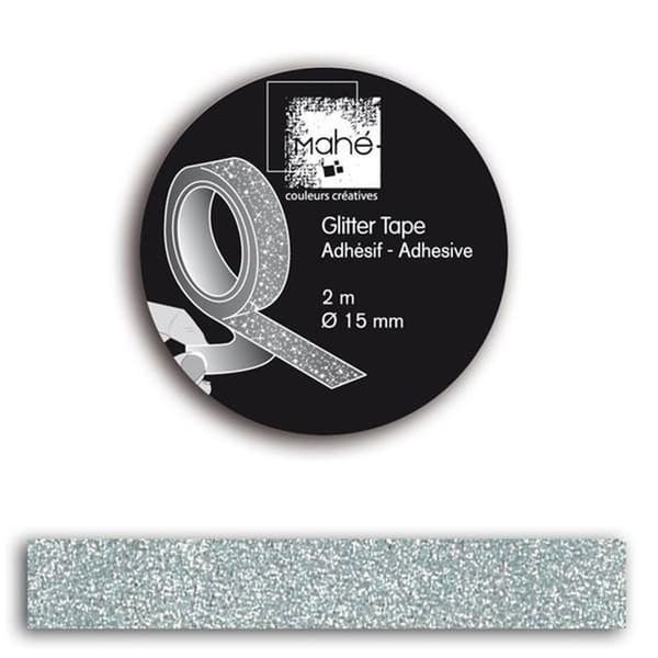 2 glitter malertape 2 m x 15 mm - sølv Silver