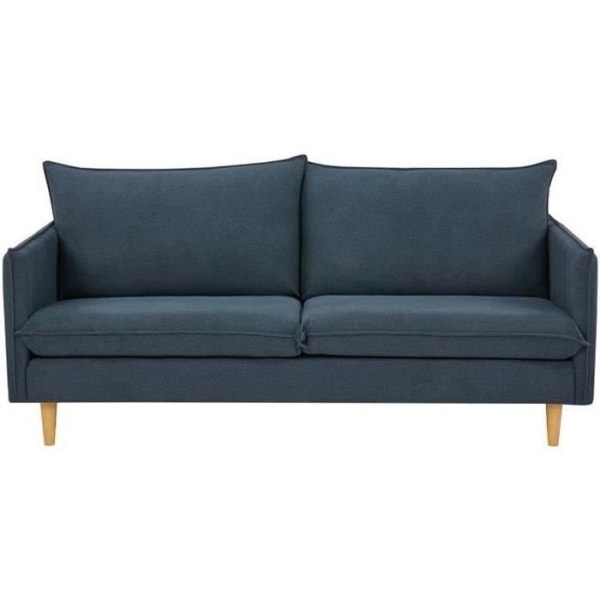 2-sits soffa - Mörkblått tyg - L 175 x D 82 x 84 cm - MARLON - Underrede av naturligt trä