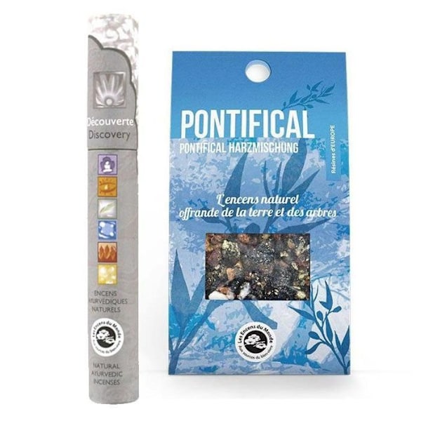Paavillinen luonnollinen suitsukehartsi + 14 Ayurvedic suitsukepuikkoa
