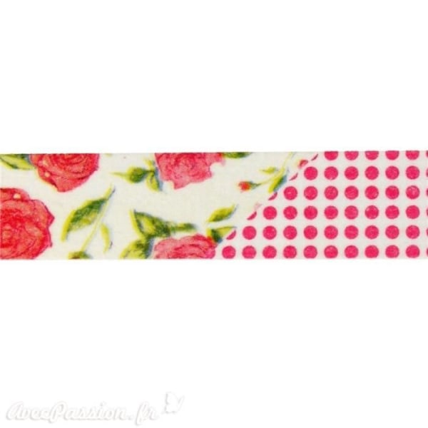 Maskeringstejp röda blommor washi självhäftande papperstejp 1,5 cm x 10 m Röd