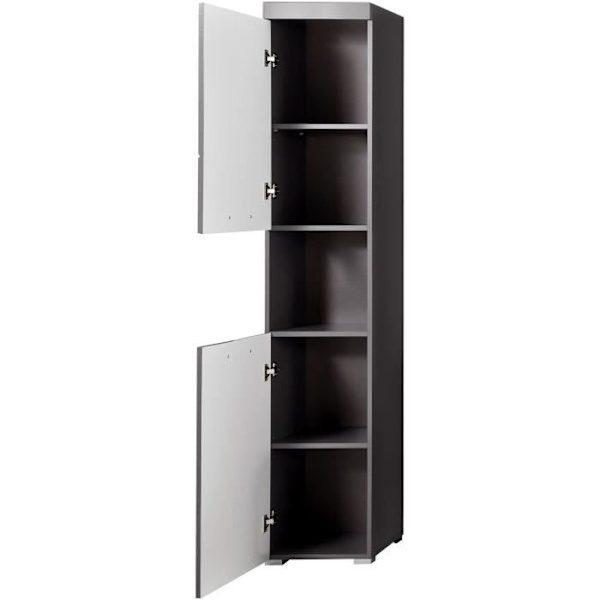 Badeværelsessøjle - 2 døre & 1 niche - Grå - L37 x D31 x H190 cm - AMANDA