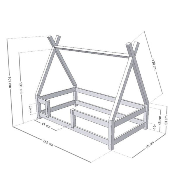 "Lit cabane enfant NAKANA 80 x 160 punainen tiili" Röd