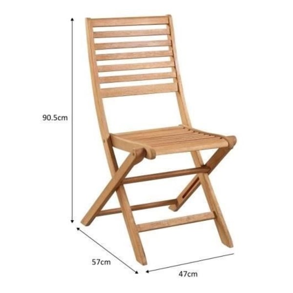 Sæt med 4 sammenklappelige havestole i FSC Acacia - 47 x 57,5 x H.89,5 cm naturligt trä