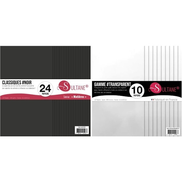 Packs Scrapbooking svart och genomskinligt papper för att prägla Svart