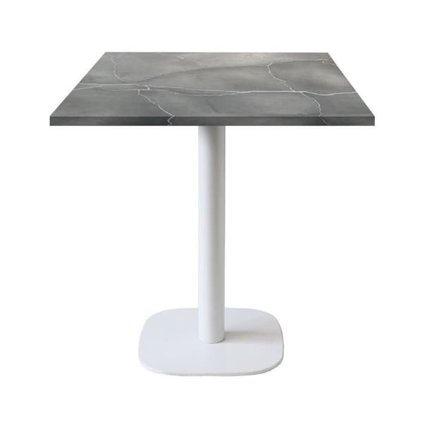 Tabel 70 x 70 cm - model Rund hvid fod blå måne Grå