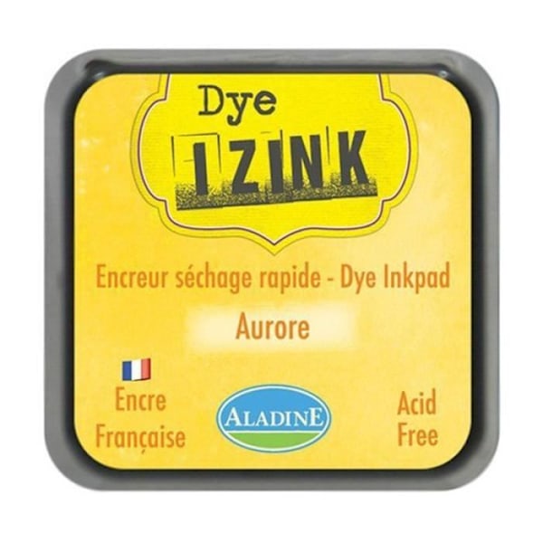 Aladine Dye Izink snabbtorkande aurora stämpel bläckdyna - Gul 3,5 x 3,5 cm