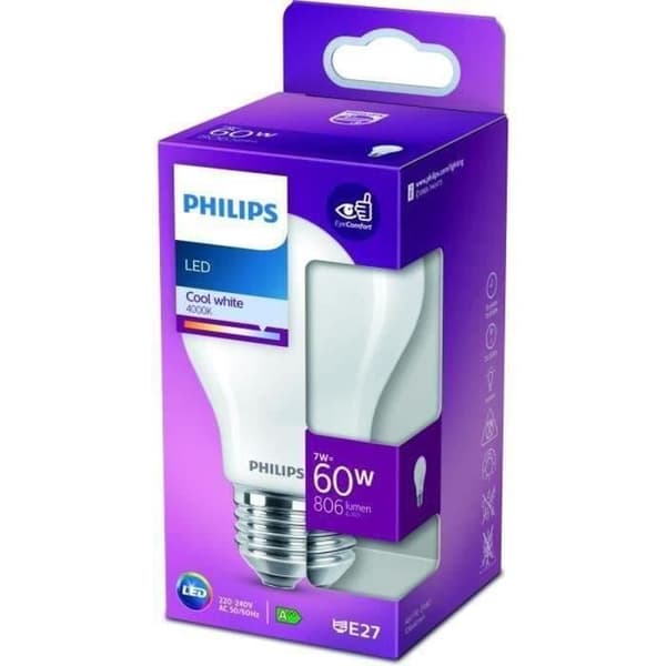 Ampoule LED PHILIPS Ikke dæmpbar - E27 - 60W - Kold Hvid Vit kyla