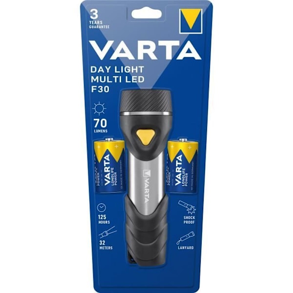 VARTA Aluminium Light F10 Pro ficklampa - 150lm - High Performance LED - 3 ljuslägen grå