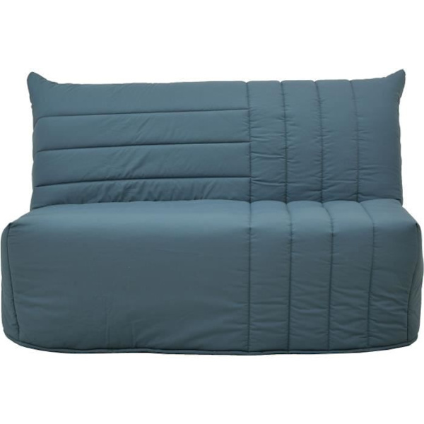 BZ 2-personers bænk BECCI - Preussisk blåt stof - Bultex madras - L142 x P101 x H95cm - Fremstillet i Frankrig Preussisk blå