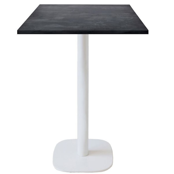 Seisomapöytä 60 x 60 cm - Pyöreä malli metallisen liuskekivenvalkoisella pohjalla Svart