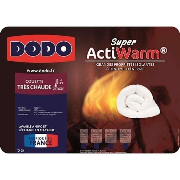 DODO SUPER ACTIWARM erittäin lämmin peitto - 450 g / m² - 220 x 240 cm - Valkoinen