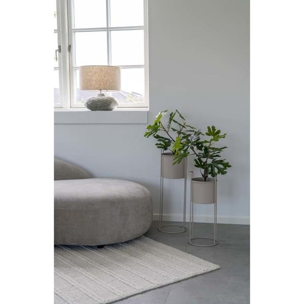 Sæt med 2 blomsterholdere i sandstøvstål Grå