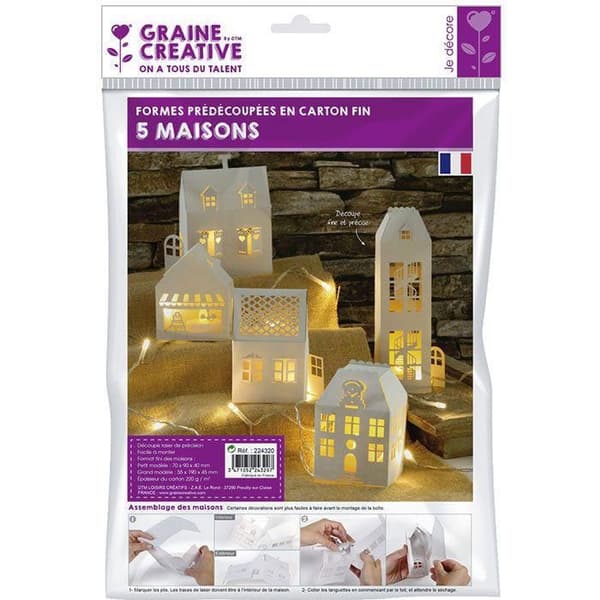 5 hvide dekoreringshuse til samling 19 x 5,5 x 4,5 cm Vit