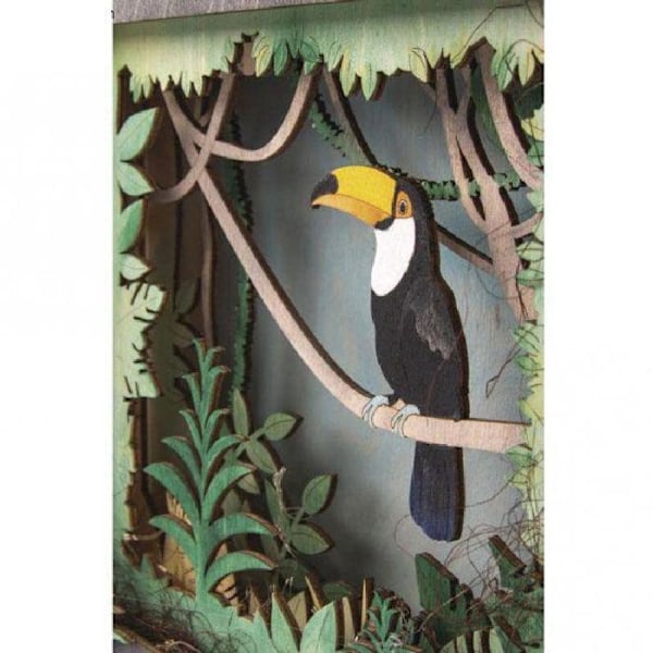 Koristeellinen puukehys 3D-kuviolla - 24 x 24 x 6,5 cm - Tukaani Beige