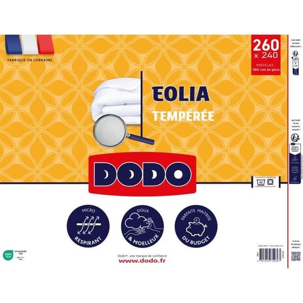 Kudde Tempererad 300 gr/m² DODO - EOLIA - 240 x 260 cm - Vit Vit