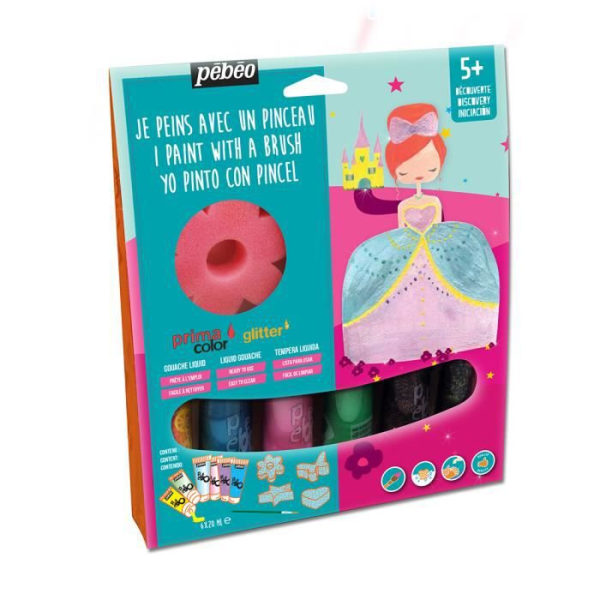 Kit gouache liquide - Primacolor - Princesse - 6 rør - 20 ml - Klare farver Flerfärgad