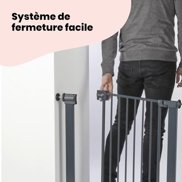 Easy Close Metall barnsäkerhetsgrind - SAFETY 1ST - Justerbar från 73 till 80 cm - Antracit - Metall Svart