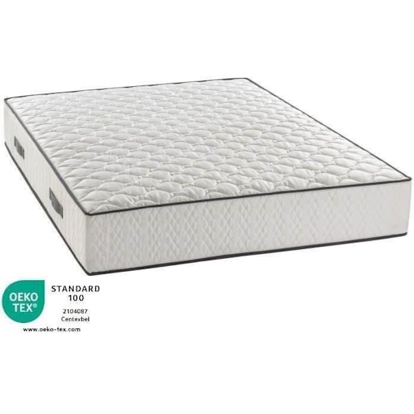DEKO DREAM Détente 24 cm Pakkaus sänky patja 140 x 190 cm - Peitto ja 2 tyynyä - 7 vyöhykettä - käännettävä - valmistettu Belgiassa Vit
