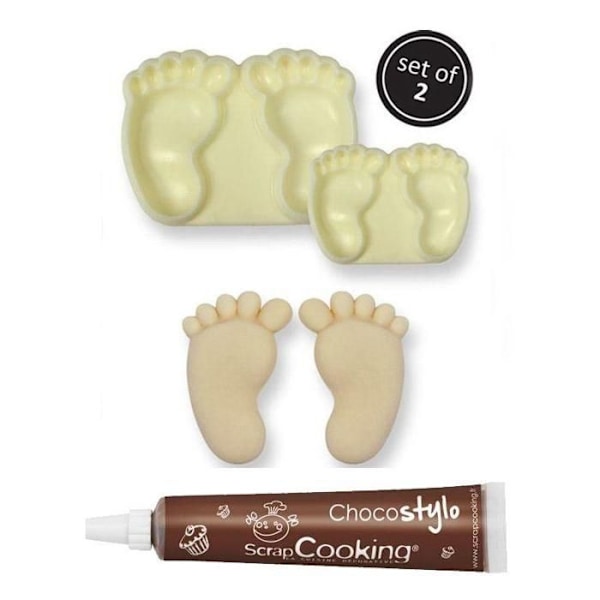 Chokoladepen + 2 Babyfødder kageforme kastanj