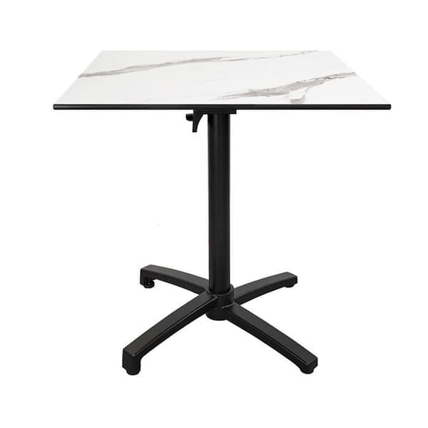 Hopfällbart terrassbord i Compact HPL vit marmordekor 70 x 70 Vit