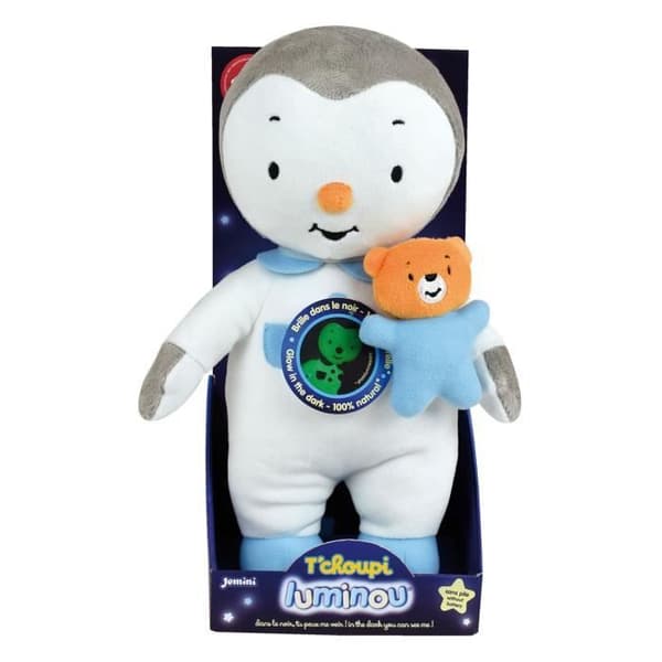 JEMINI Plys T'choupi Luminou 25cm Blått och grått