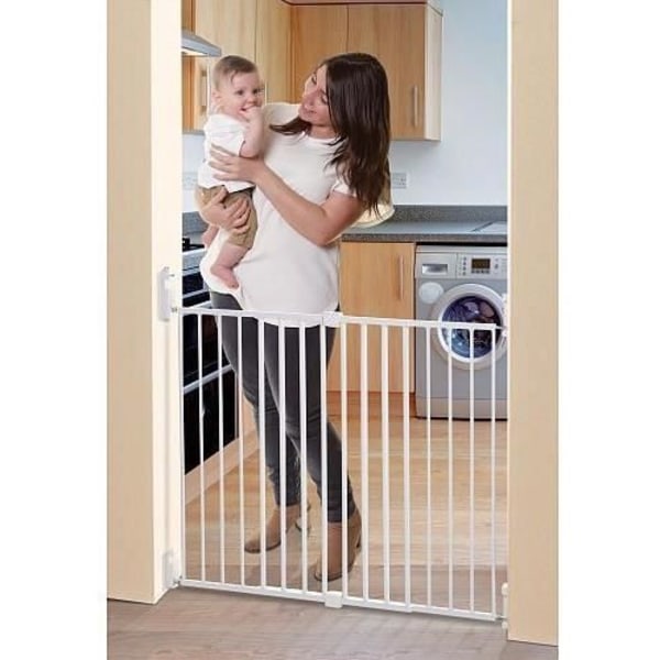 DREAMBABY Extra bred BROADWAY Gro Gate säkerhetsgrind - Skruvbar - L 76/134,5 x H 76 cm - Vit Vit