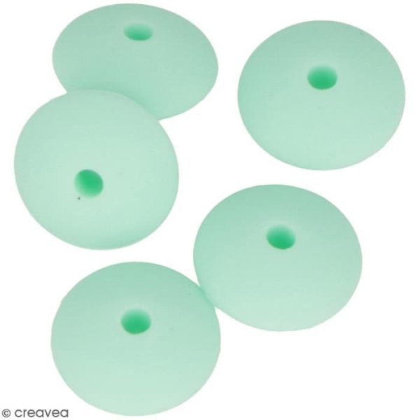 Platta silikonpärlor - Ej specificerat - 12 x 7 mm - Vattengrön - 5 st Vatten Grön